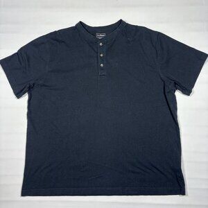 LL Bean Traditional Fit Black Short Sleeve Henley T-Shirt Mens XL-Reg